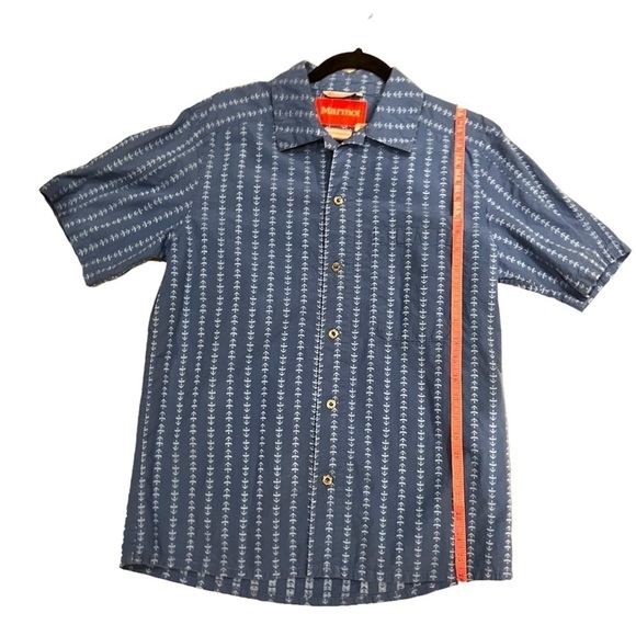 Marmot Tommy Caldwell Short Sleeve Blue Button Shirt Mens S - Picture 3 of 8